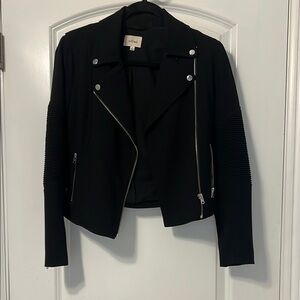 Aritzia Wilfred Black moto Jacket with Silver Accents